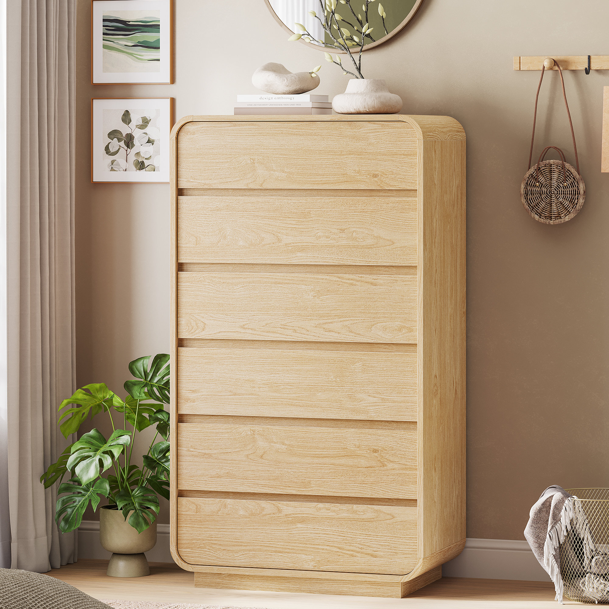 George Oliver Modern 6 Drawers Dresser For Bedroom, 55" Tall Dressers ...